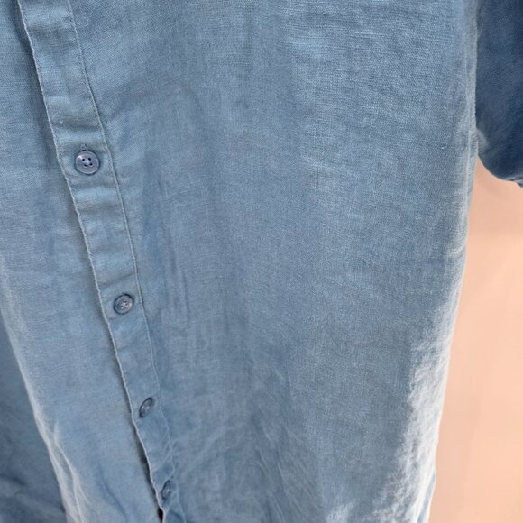 Bruno Blue Pure Linen Decorative Pocket Button Down XL - Picture 7 of 11